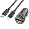 HOCO Z53 Sight Single PD30W Type-C Girişli Araç Çakmaklık Hızlı Şarj Aleti + Type-C to iPhone Lightn-(5775)