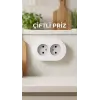 İkili Beyaz Topraklı Sıva Üstü Priz - Modern Elektrik Çiftli Priz