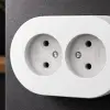 İkili Beyaz Topraklı Sıva Üstü Priz - Modern Elektrik Çiftli Priz