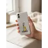 iPhone 11 Boş Yapma Muz Detaylı Kart Bölmeli Şeffaf Telefon Kılıfı