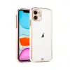 iPhone 12 6.1inç Gold Çerçeve Kamera Korumalı Silikon Bumper Kılıf-(5775)