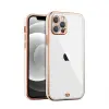 iPhone 12 Pro 6.1inç Gold Çerçeve Kamera Korumalı Bumper Kılıf-(5775)