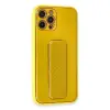 İphone 12 Pro Max Kılıf Co Karbon Standlı Kapak - Sarı