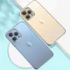 iPhone 13 Pro Max Renkli Kenar Şeffaf Kılıf Kamera Korumalı Silikon Kılıf-(5775)
