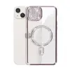 İphone 14 Kılıf Joke Simli Magneticsafe Kılıf - Pembe