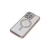 İphone 15 Pro Kılıf Joke Simli Magneticsafe Kılıf - Pembe