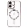 İphone 16 Kılıf Joke Simli Magneticsafe Kılıf - Pembe