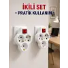 Kablosuz 3’lü Priz Çoklayıcı Açma Kapama Anahtarlı Duvar Tipi 2 Adet Set