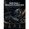 Kablosuz Bluetooth Kulaklık ve Kordon Hediyeli Akıllı Saat Nabız Ölçer Uzun Pil Ömrü
