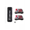 Kablosuz çift joystickli retro video oyun makinesi Bluetooth özellikli kırmızı renkli