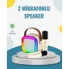 Kablosuz Karaoke Hoparlör – Çift Mikrofon ve LED Işıklı