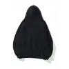 Kadın Kapüşonlu Kanguru Cepli 3 İplik Pamuklu Düz Hoodie Sweatshirt - Siyah