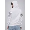 Kadın 3 İplik Pamuklu Kapüşonlu Baskılı SweatShirt hoodie - Beyaz