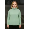 Kadın Tam Boğazlı Balıkçı Yaka Triko Kazak Kalın Fitilli - Mint Yeşili