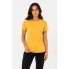 Kadın Basic Bisiklet Yaka Yazlık Slim fit T-Shirt - Mavi & Hardal Sarısı