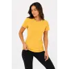 Kadın Basic Bisiklet Yaka Yazlık Slim fit T-Shirt - Mavi & Hardal Sarısı