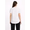 Kadın Basic T-Shirt Kısa Kol Bisiklet Yaka Oval Kesim Tişört - Beyaz