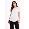 Kadın Basic T-Shirt Kısa Kol Bisiklet Yaka Oval Kesim Tişört - Beyaz