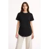 Kadın Basic T-Shirt Kısa Kol Bisiklet Yaka Oval Kesim Tişört - Siyah