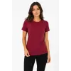 Kadın Basic Tişört Bisiklet Yaka Kısa Kol Günlük Yazlık Slim fit T-Shirt - Bordo