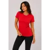 Kadın Basic Tişört Bisiklet Yaka Kısa Kol Günlük Yazlık Slim fit T-Shirt - Kırmızı