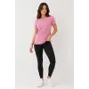 Kadın Basic Tişört Bisiklet Yaka Kısa Kol Günlük Yazlık Slim fit T-Shirt - Pembe