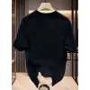 Kadın Kısa Kol Yazlık Tişört Bisiklet Yaka Baskılı Oversize T-Shirt - Siyah