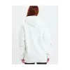 Kadın Oversize Kapüşonlu Cepli Ön Kol Baskılı 3 İplik Pamuklu Hoodie Sweatshirt - Beyaz