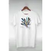 Kadın Baskılı T-Shirt Kısa Kol Bisiklet Yaka Oversize Rahat Kalıp Tişört - Beyaz