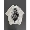 Kadın Kısa Kol Tişört Bisiklet Yaka Filistin Poşülü Baskılı T-Shirt - Beyaz