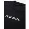 Kadın Baskılı T-Shirt Kısa Kol Bisiklet Yaka Oversize Rahat Kalıp Tişört - Siyah