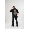 Kadın Baskılı T-Shirt Kısa Kol Bisiklet Yaka Oversize Rahat Kalıp Günlük Tişört   - Siyah