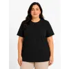 Kadın Battal Big Size Basic Tişört Bisiklet Yaka Rahat Kalıp T-Shirt - Siyah