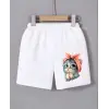 Kadın Beli Lastikli Baskılı Mini Şort - Beyaz
