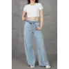 Kadın Beli Lastikli Rahat Kesim Kot Pantolon