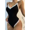 Kadın Beyaz Dantel Işlemeli Siyah Tulum Gecelik H110537