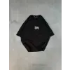kadın Bisiklet Yaka Baskılı Oversize  Kısa kol T-Shirt - Siyah