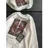 Kadın Bisiklet Yaka Kilim Halı Baskılı 3 İplik Pamuklu Sweatshirt - Beyaz