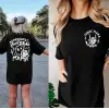 Kadın Baskılı T-Shirt Kısa Kol Bisiklet Yaka Oversize Rahat Kalıp Tişört - Siyah