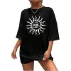 Kadın Baskılı T-Shirt Kısa Kol Bisiklet Yaka Regular Fit Rahat Kalıp Tişört - Siyah