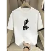 Kadın T-Shirt Bisiklet Yaka Kısa kol Baskılı tişört - Beyaz