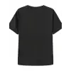 Kadın T-shirt Bisiklet Yaka Oversize Kısa Kollu Tişört - Siyah