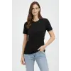 Kadın Bisiklet Yaka Yazlık Kısa kol Düz Tişört Regular Kalıp T-shirt - Siyah