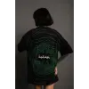 Kadın Bisiklet Yakalı Sırt Baskılı Oversize Kısa kol T-Shirt - Siyah