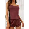 Kadın Bordo Dantelli Şortlu Gecelik Takım H110547