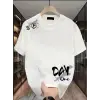 Kadın Kısa Kol Yazlık Tişört Bisiklet Yaka Baskılı Oversize T-Shirt - Beyaz