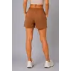 Kadın Dokuma Kumaş Cepli Bağcıklı Regular Fit Yazlık Şort - Kahverengi