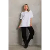 Kadın Düz  Kısa kol Penye T-shirt - Beyaz