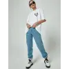 Kadın Tişort Kalp Baskılı Bisiklet yaka Kısa kol T-Shirt - Beyaz