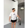 KADIN Baskılı T-Shirt Kısa Kol Bisiklet Yaka Regular Fit Yazlık Tişört - Beyaz